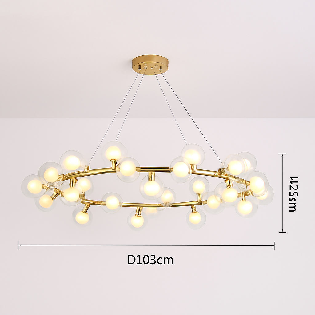 Suspension — Nordique LED ronde lustre boule de verre or noir suspension lampe restaurant cuisine salon anneau décor à la maison luminaires