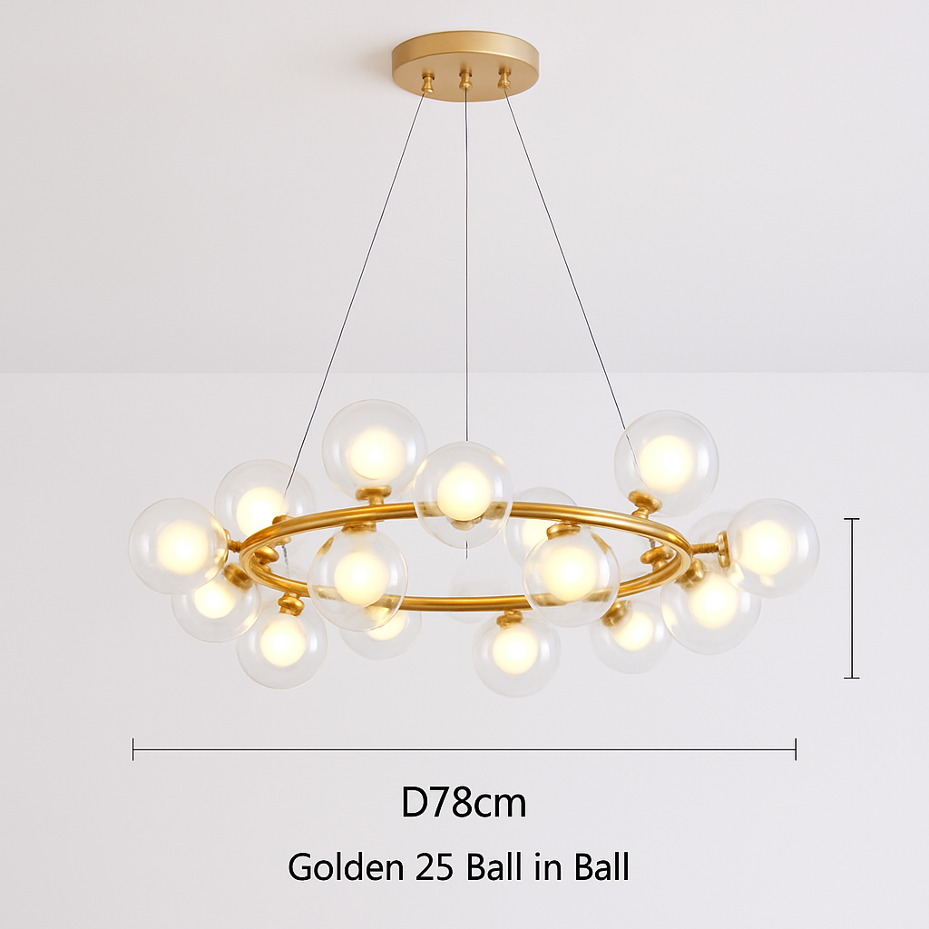 Suspension — Nordique LED ronde lustre boule de verre or noir suspension lampe restaurant cuisine salon anneau décor à la maison luminaires