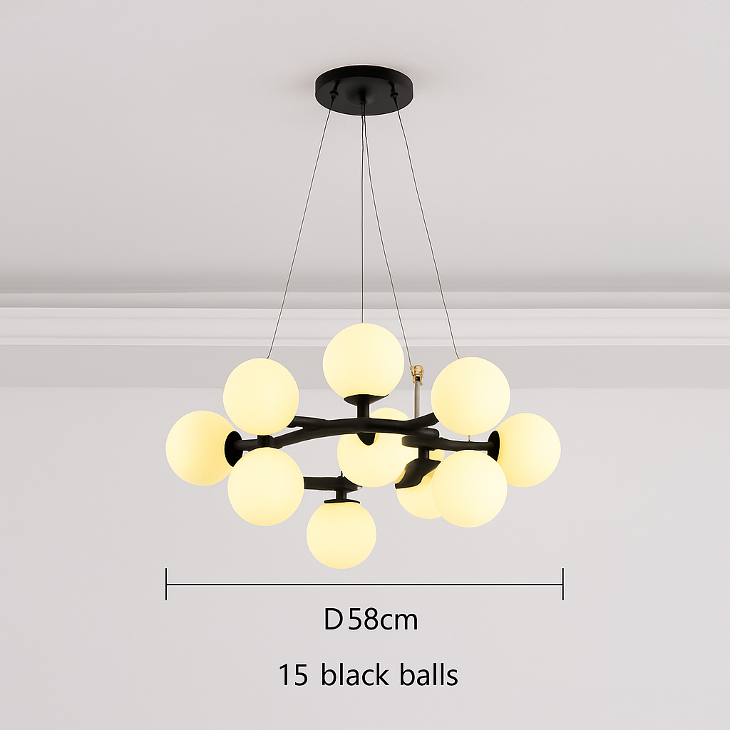 Suspension — Nordique LED ronde lustre boule de verre or noir suspension lampe restaurant cuisine salon anneau décor à la maison luminaires