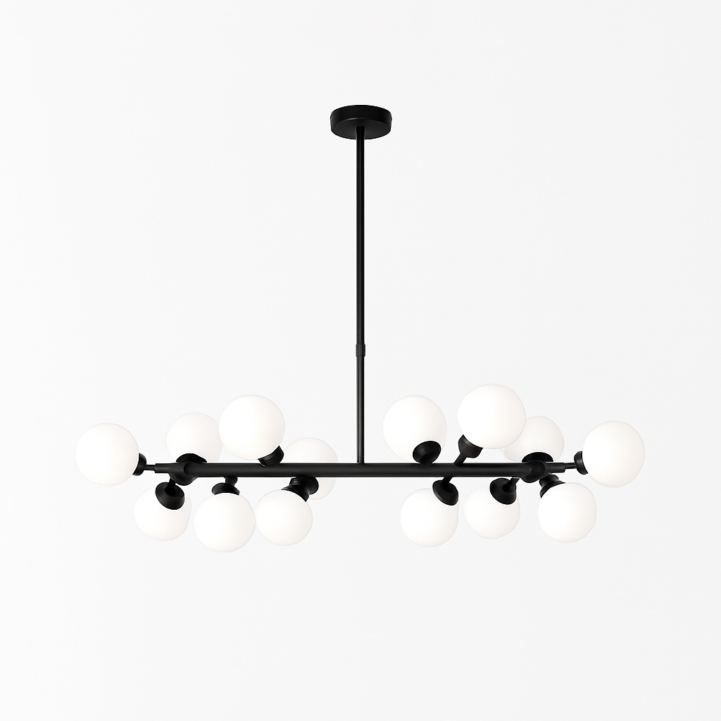 Suspension — Nordique LED ronde lustre boule de verre or noir suspension lampe restaurant cuisine salon anneau décor à la maison luminaires