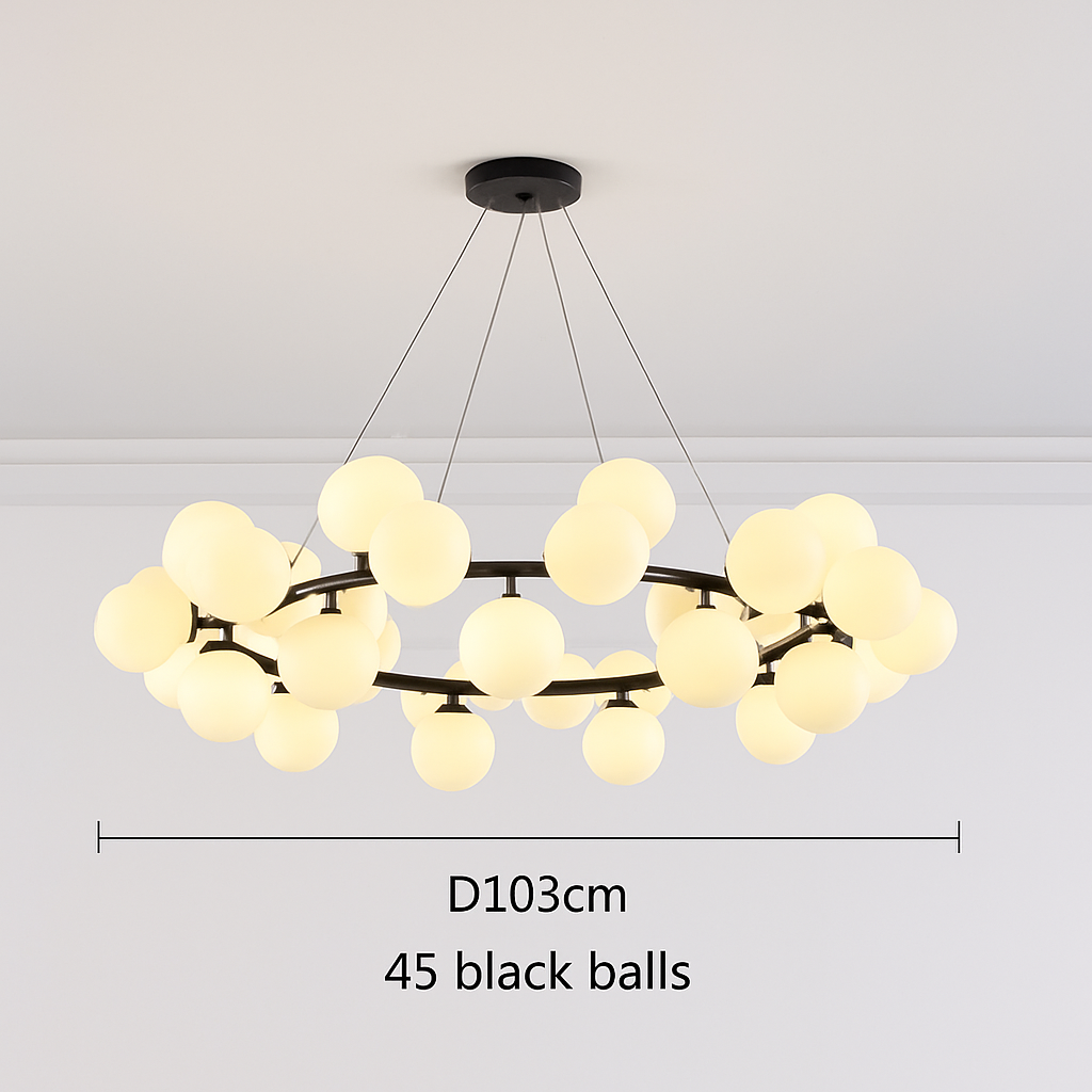 Suspension — Nordique LED ronde lustre boule de verre or noir suspension lampe restaurant cuisine salon anneau décor à la maison luminaires