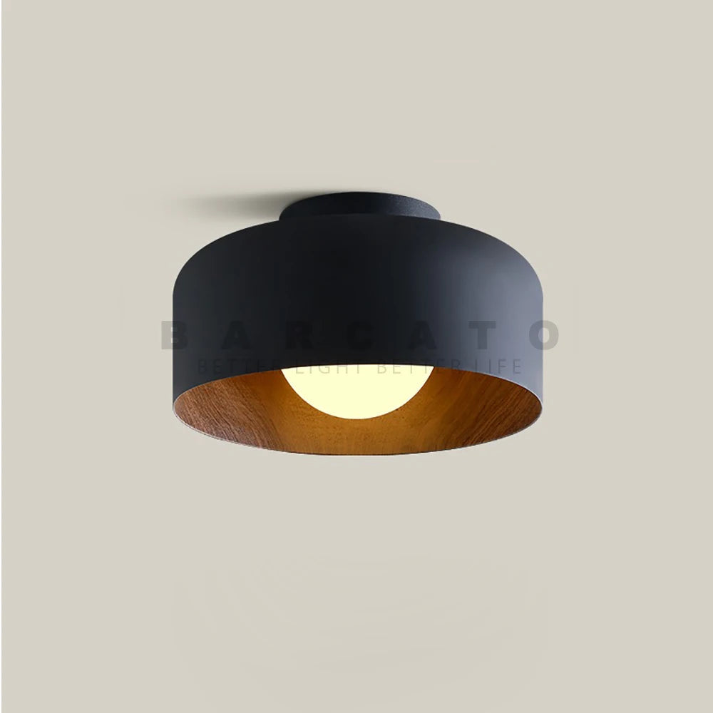 Plafonnier — Nordique moderne noyer bois Texture LED plafonnier pour chambre salon cuisine étude allée balcon rond G9 lustre lumière