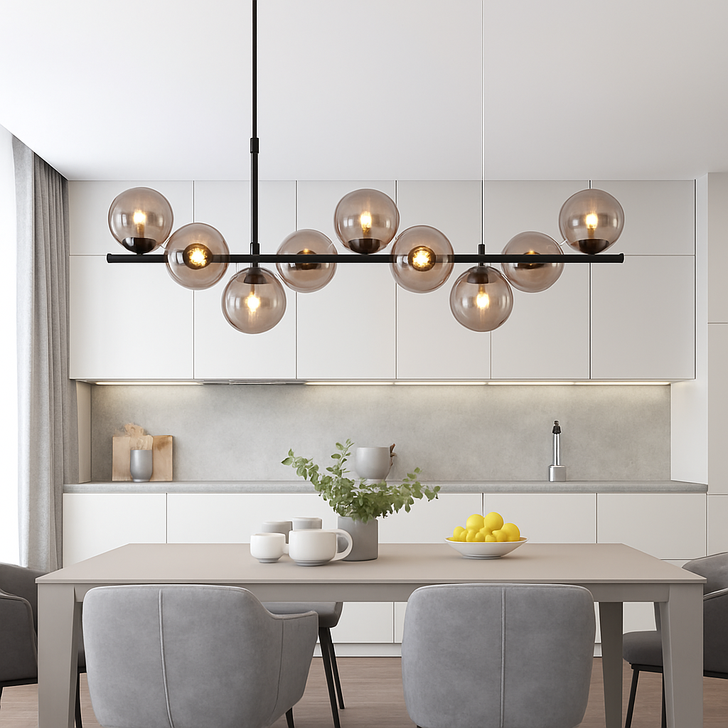 Suspension — Nordique moderne suspension LED or lumière boule de verre 11 têtes lampe suspendue pour cuisine salon salle à manger Suspension Luminaire Design