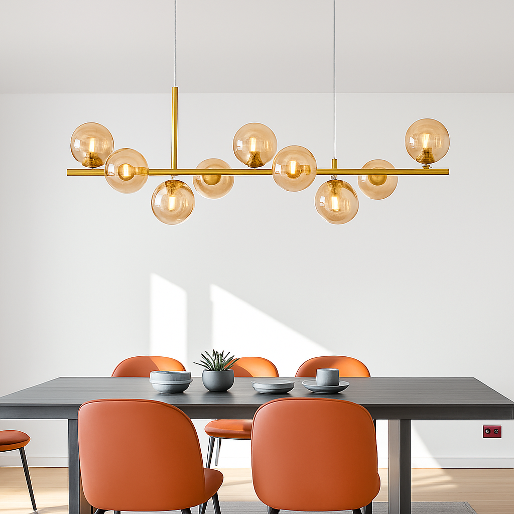 Suspension — Nordique moderne suspension LED or lumière boule de verre 11 têtes lampe suspendue pour cuisine salon salle à manger Suspension Luminaire Design