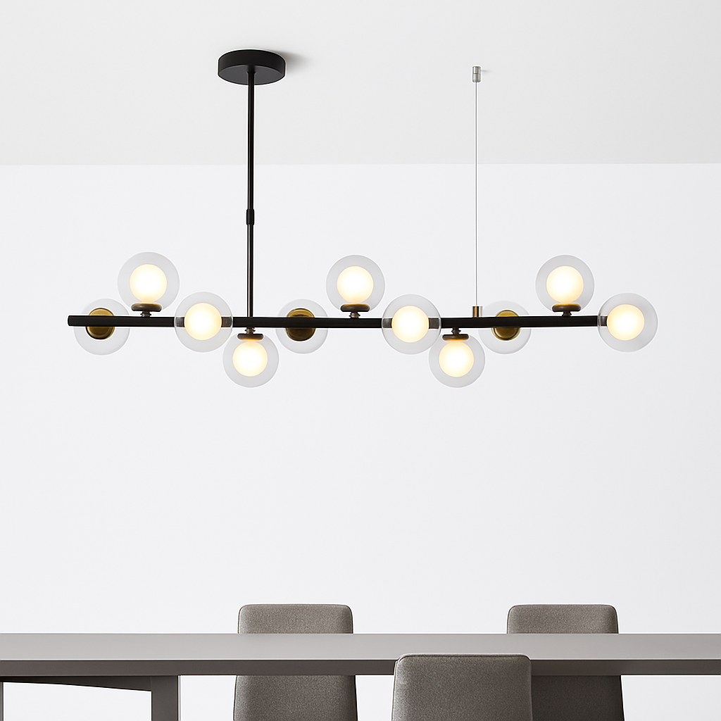 Suspension — Nordique moderne suspension LED or lumière boule de verre 11 têtes lampe suspendue pour cuisine salon salle à manger Suspension Luminaire Design
