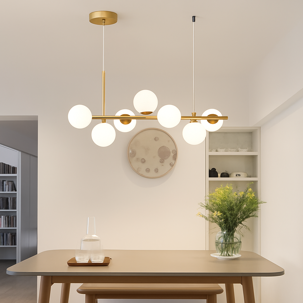Suspension — Nordique moderne suspension LED or lumière boule de verre 11 têtes lampe suspendue pour cuisine salon salle à manger Suspension Luminaire Design