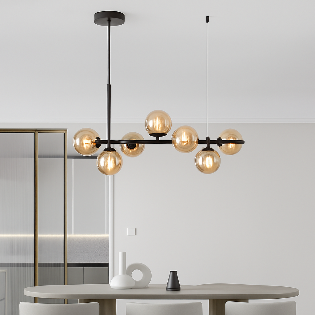 Suspension — Nordique moderne suspension LED or lumière boule de verre 11 têtes lampe suspendue pour cuisine salon salle à manger Suspension Luminaire Design