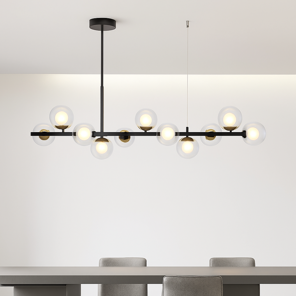 Suspension — Nordique moderne suspension LED or lumière boule de verre 11 têtes lampe suspendue pour cuisine salon salle à manger Suspension Luminaire Design