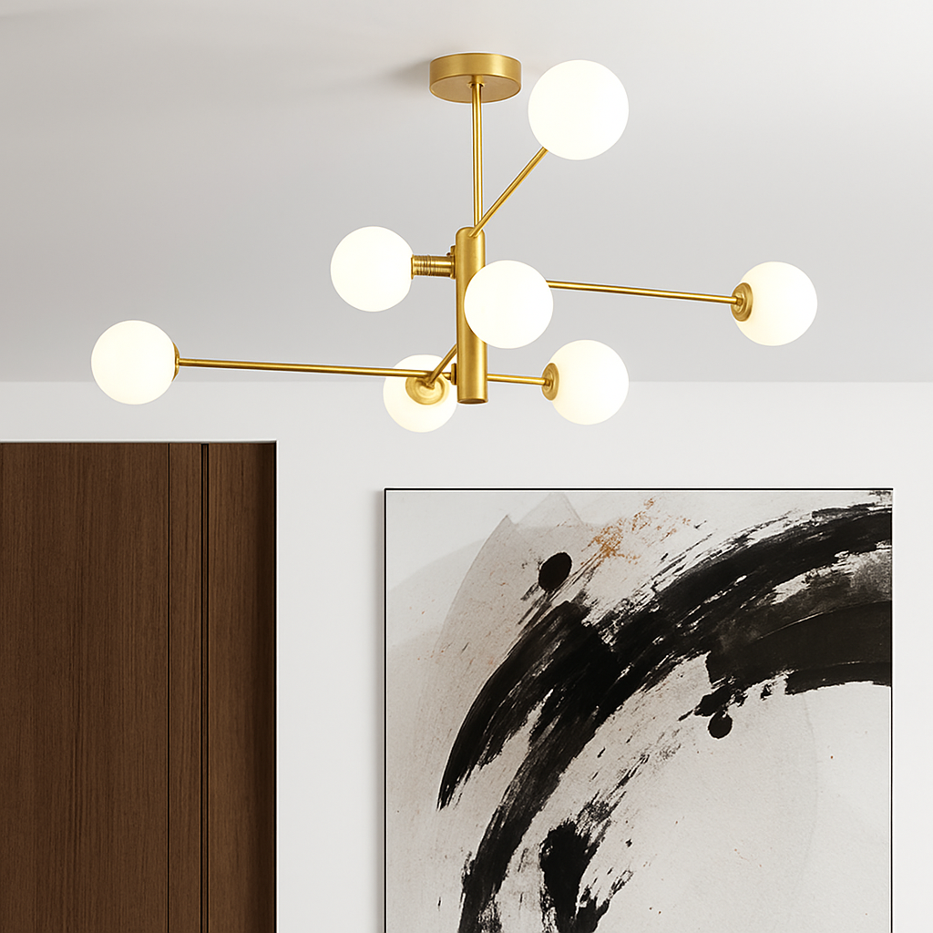 Suspension — Nordique moderne verre laiton lustre luminaires décor à la maison salon en laiton suspension lumières chambre Restaurant café lampe suspendue