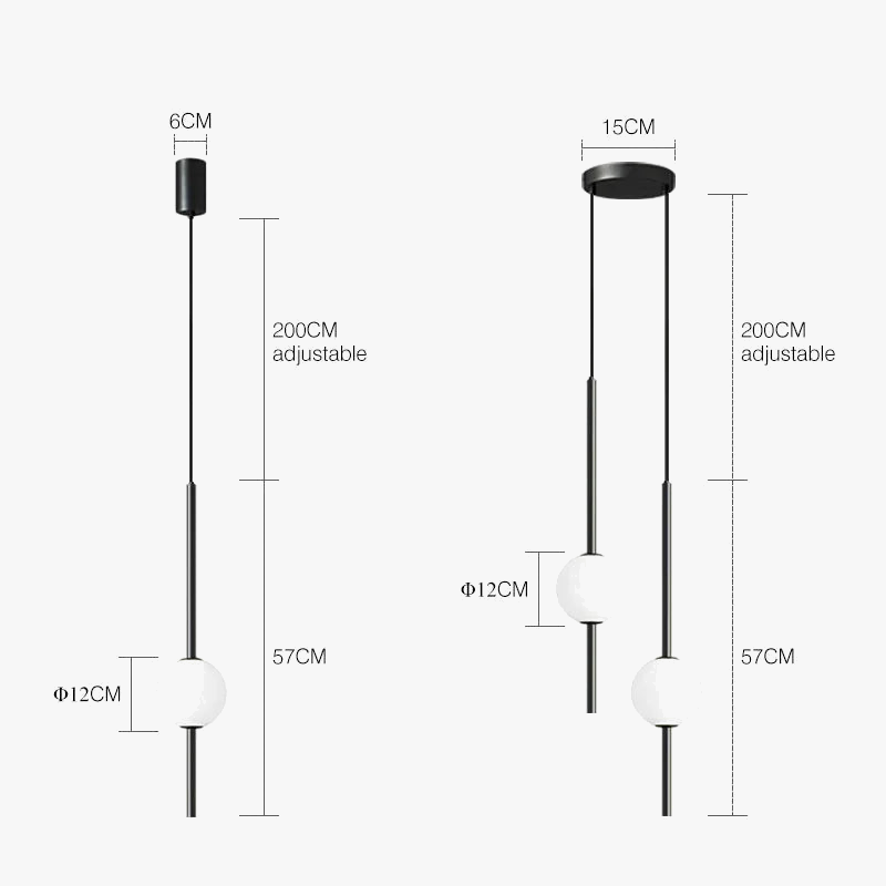 Suspension — Nordique Simple boule de verre suspension lumières salle à manger chambre décor lampe suspendue Restaurant Bar Suspension lustres éclairage