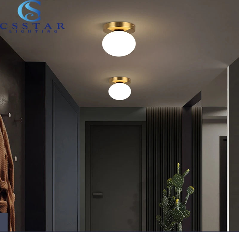 Plafonnier — Nordique Simple moderne rond boule de verre plafonnier salon éclairage couloir plafonnier chambre lampe lumière LED