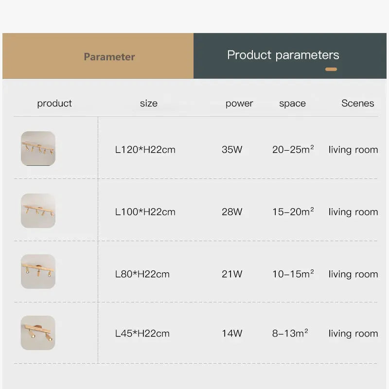 Lustre Grain de bois Led avec projecteur pour salon chambre plafonniers éclairage décor noir Lustre cuisine luminaire Lucille Rive - Un Accent Raffiné au Quotidien