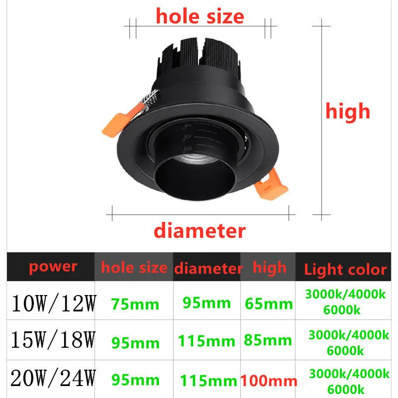 Plafonnier style zoom angle réglable encastré led downlight cob Isaure Sérénade en Aluminium - Caractère & Élégance dans le Décor