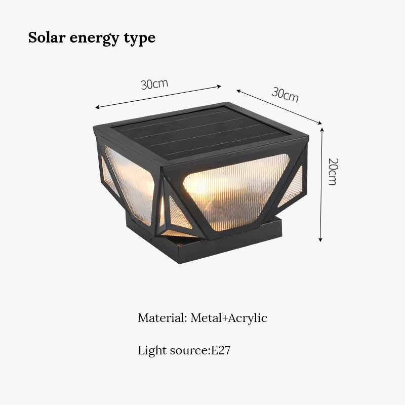 Luminaire — Pilier lumière solaire extérieure étanche pour jardin villa