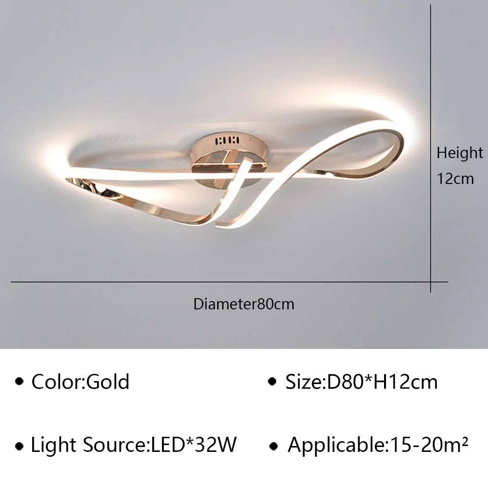 Plafonnier — Moderne à LEDs pour salon salle à manger chambre doré chromé luminaire intérieur
