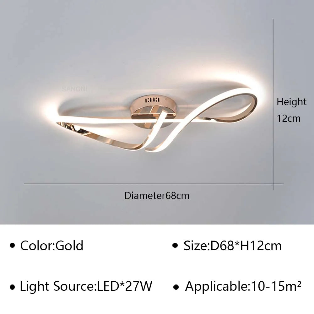 Plafonnier — Moderne à LEDs pour salon salle à manger chambre doré chromé luminaire intérieur