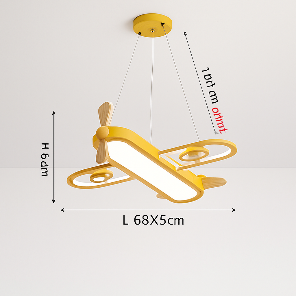 Plafonnier — Avion LED jaune bleu design minimaliste plafonnier en bois pour chambre d'enfant maison bébé garçons enfant suspension