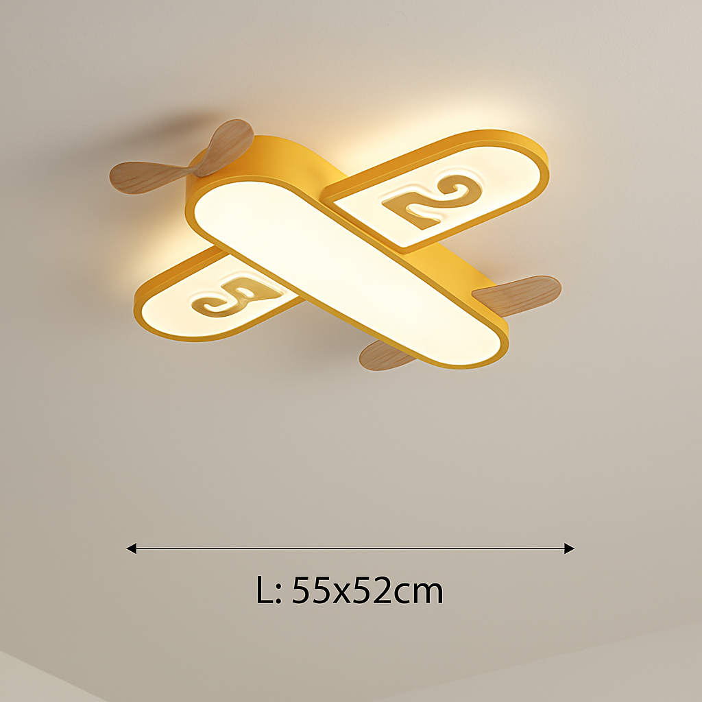 Plafonnier — Avion LED jaune bleu design minimaliste plafonnier en bois pour chambre d'enfant maison bébé garçons enfant suspension