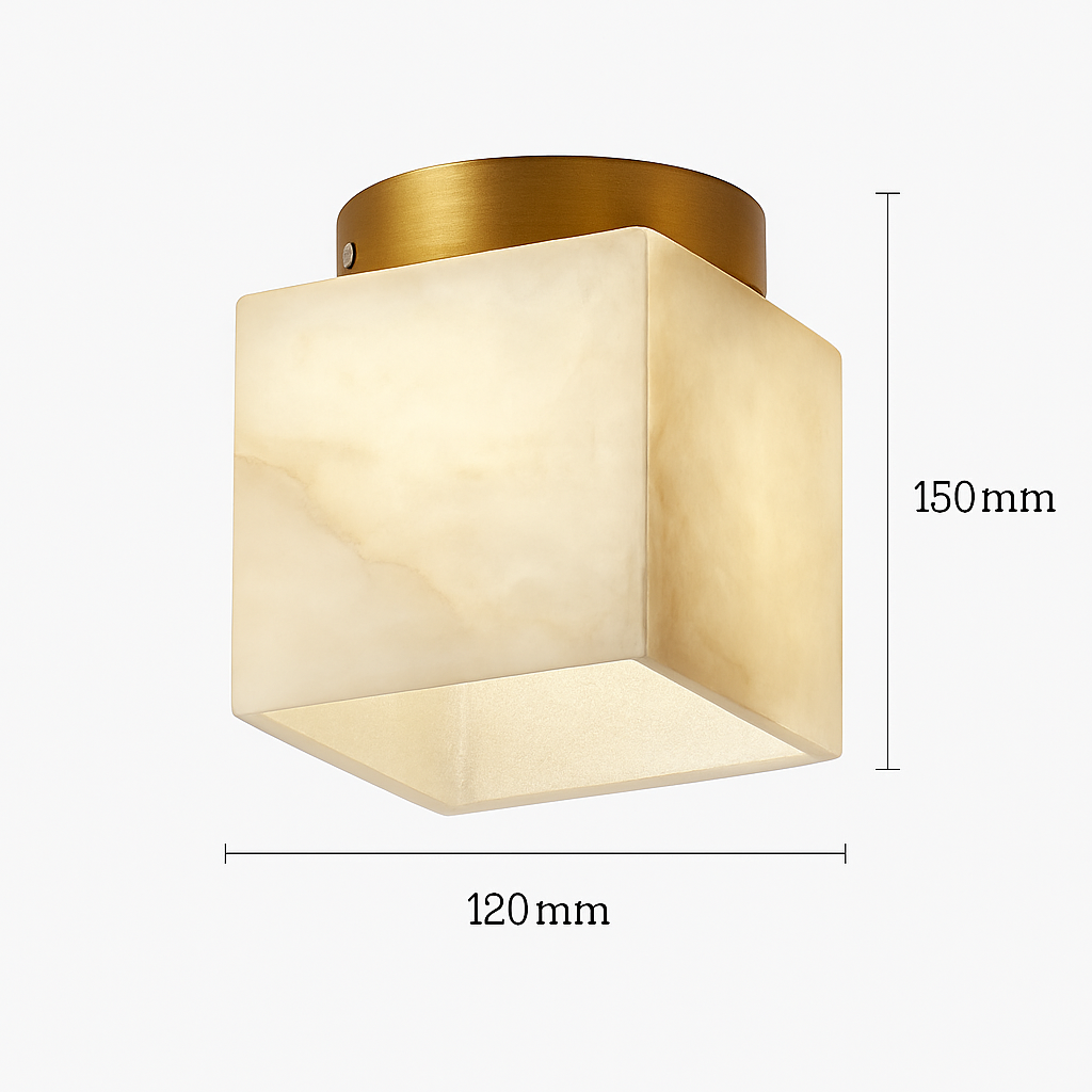 Plafonnier — Boule de marbre lumière d'entrée LED luxe en laiton doré petit carré toilettes chambre balcon allée Luminaire