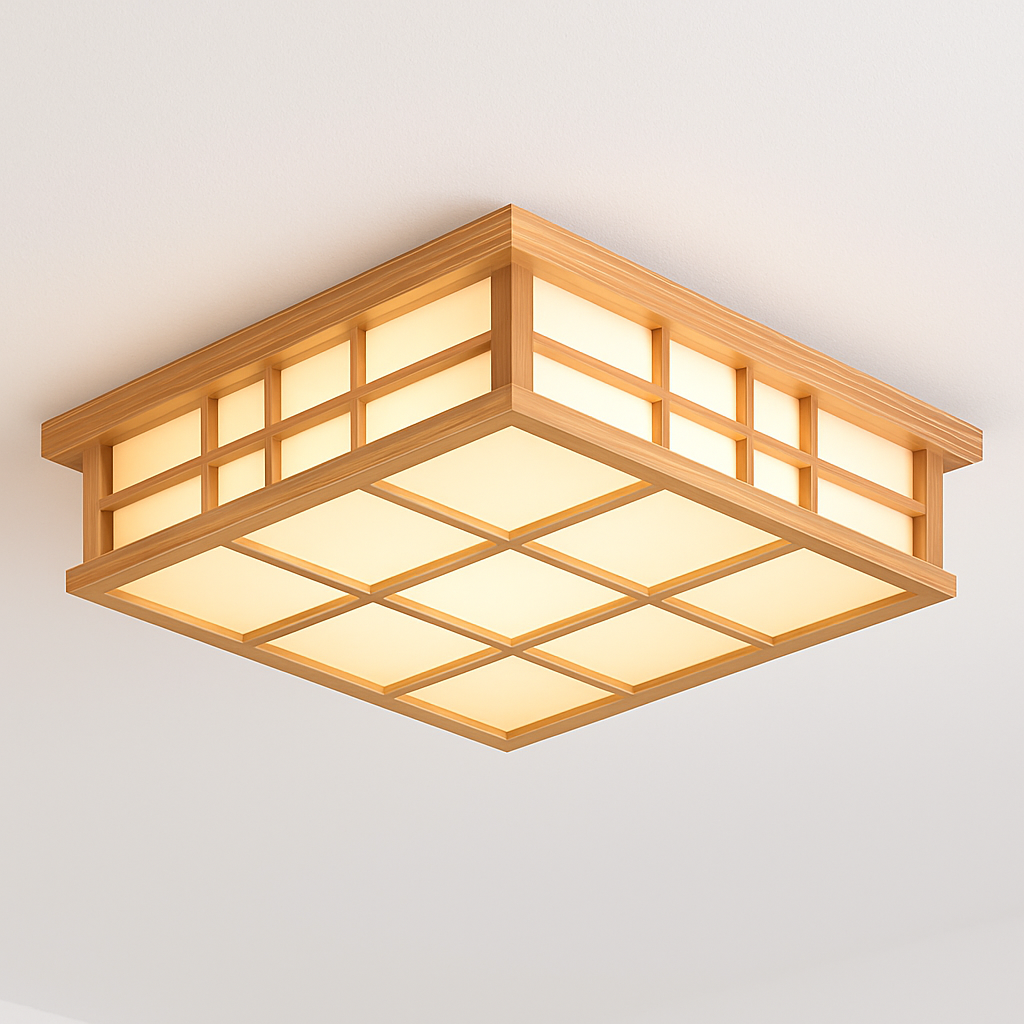 Plafonnier — Carré en bois japonais LED pour cuisine restaurant