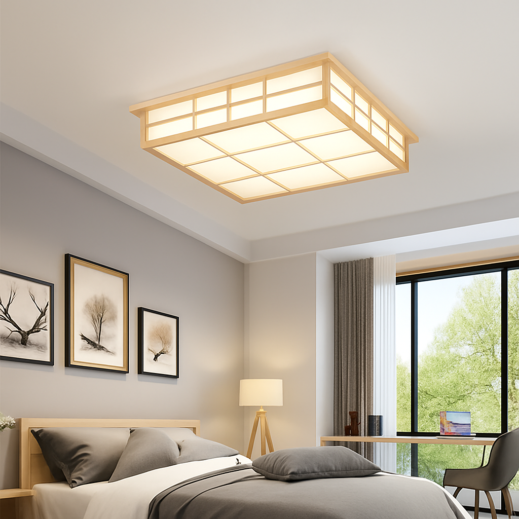 Plafonnier — Carré en bois japonais LED pour cuisine restaurant