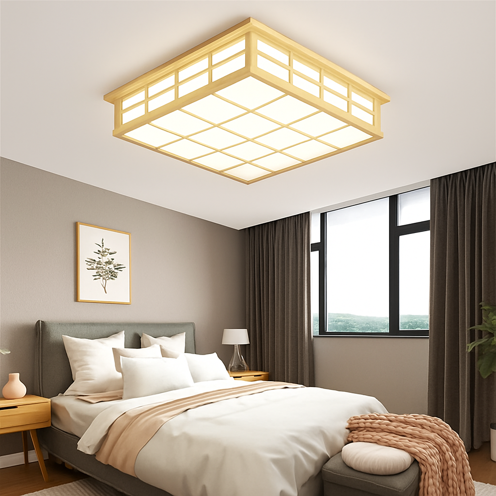 Plafonnier — Carré en bois japonais LED pour cuisine restaurant
