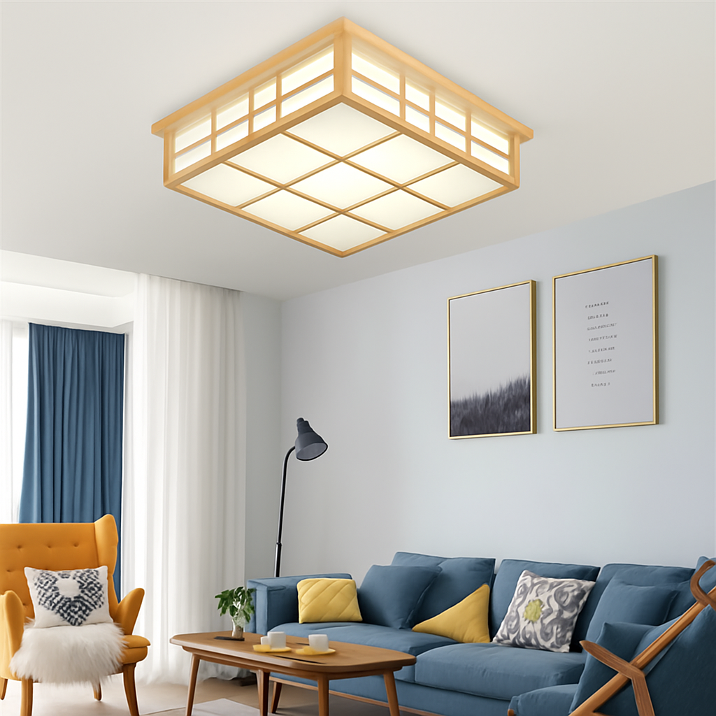 Plafonnier — Carré en bois japonais LED pour cuisine restaurant