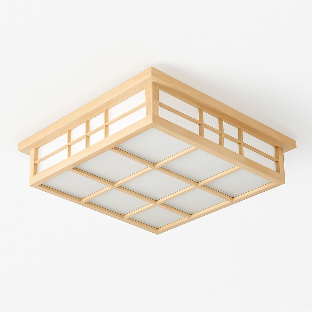 Plafonnier — Carré en bois japonais LED pour cuisine restaurant