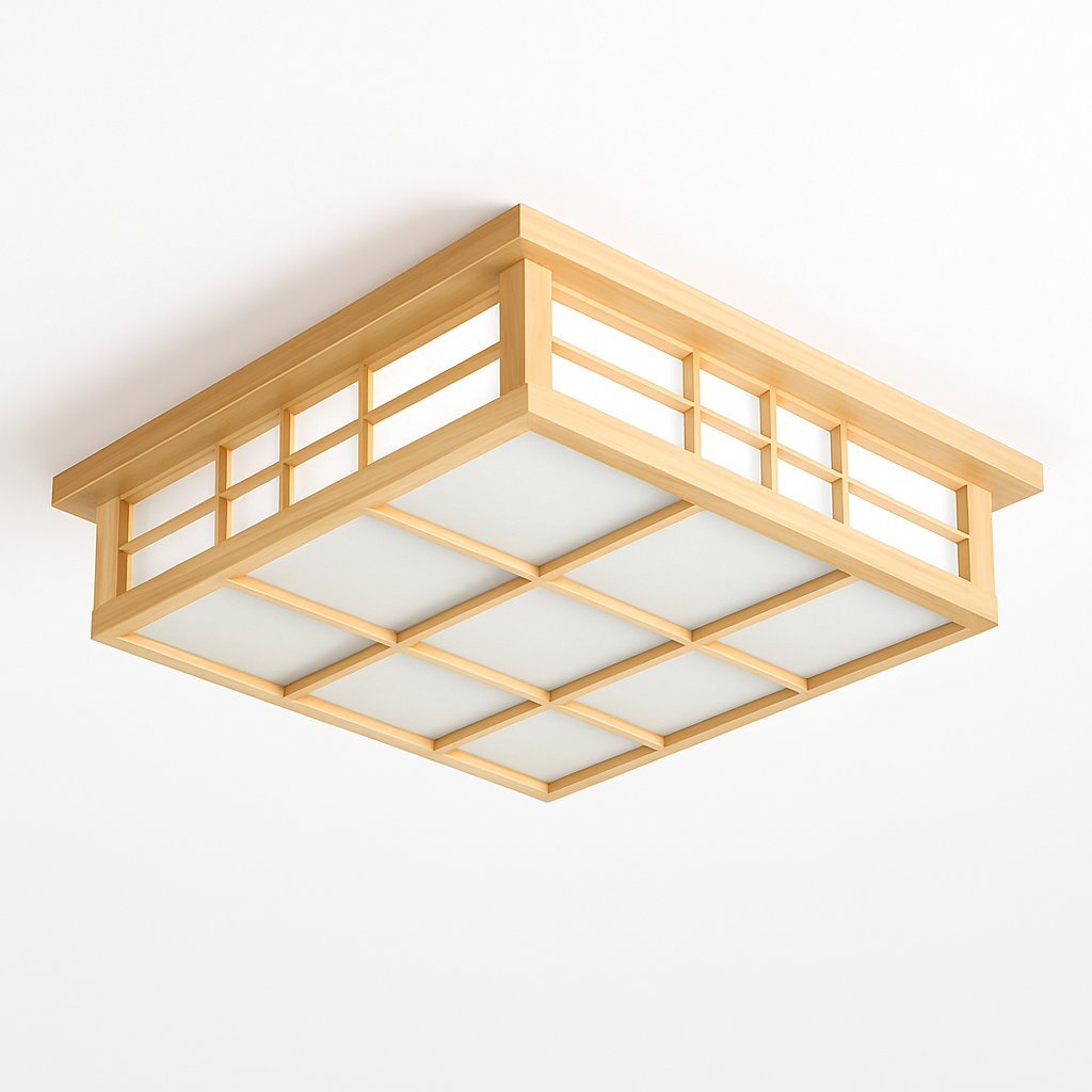 Plafonnier — Carré en bois japonais LED pour cuisine restaurant
