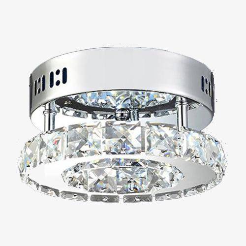 Plafonnier chromé LED en cristal rond Simple Floriane Courbe - Jeux de Reflets & Présence Raffinée