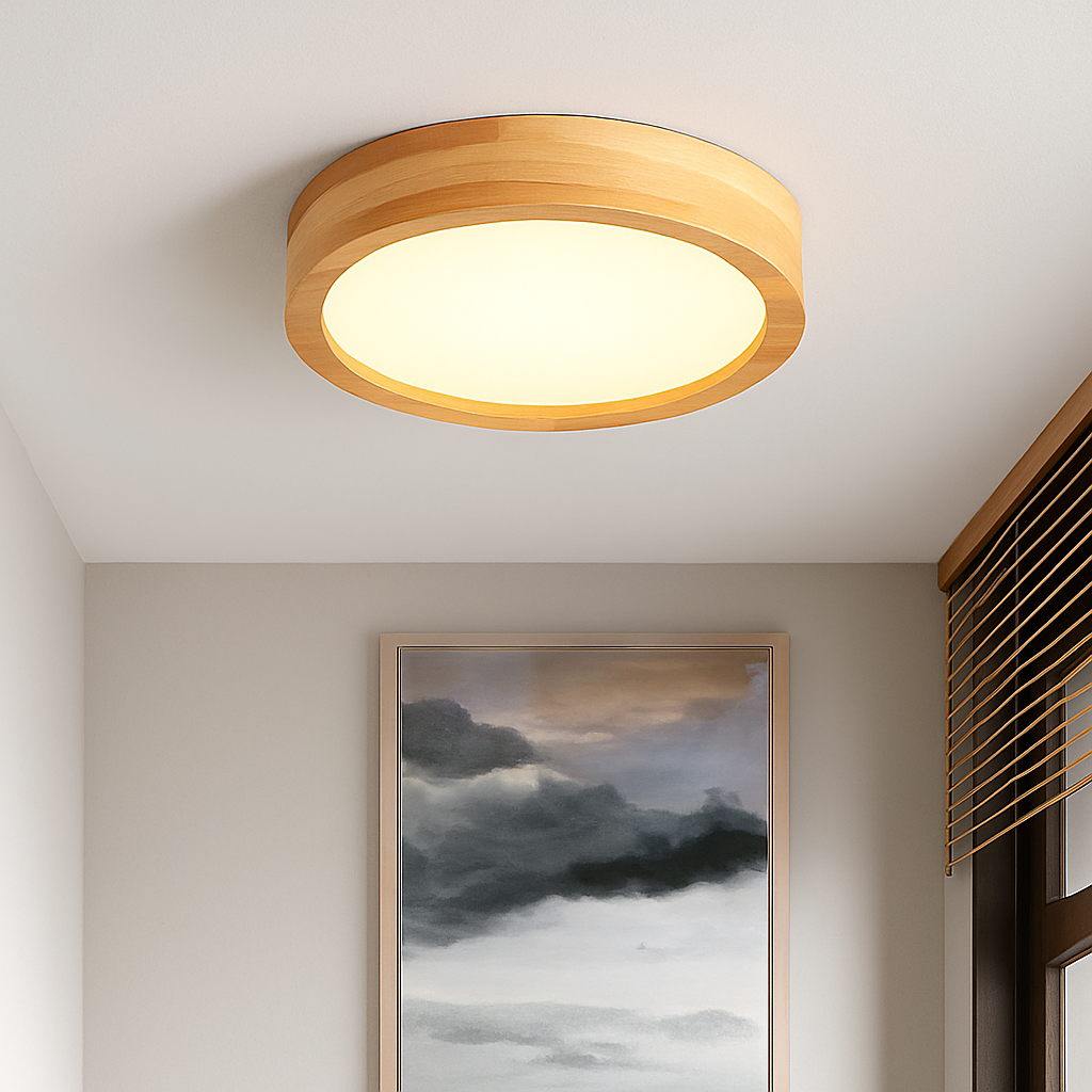 Plafonnier circulaire en bois massif Inès Courbe - Une Touche Naturelle dans le Décor