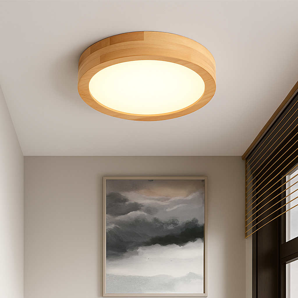Plafonnier circulaire en bois massif Inès Courbe - Une Touche Naturelle dans le Décor