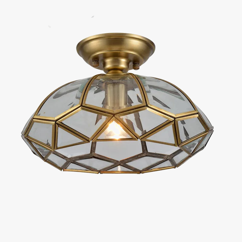 Abat-jour — Classique en cuivre avec abat-jour en verre vintage