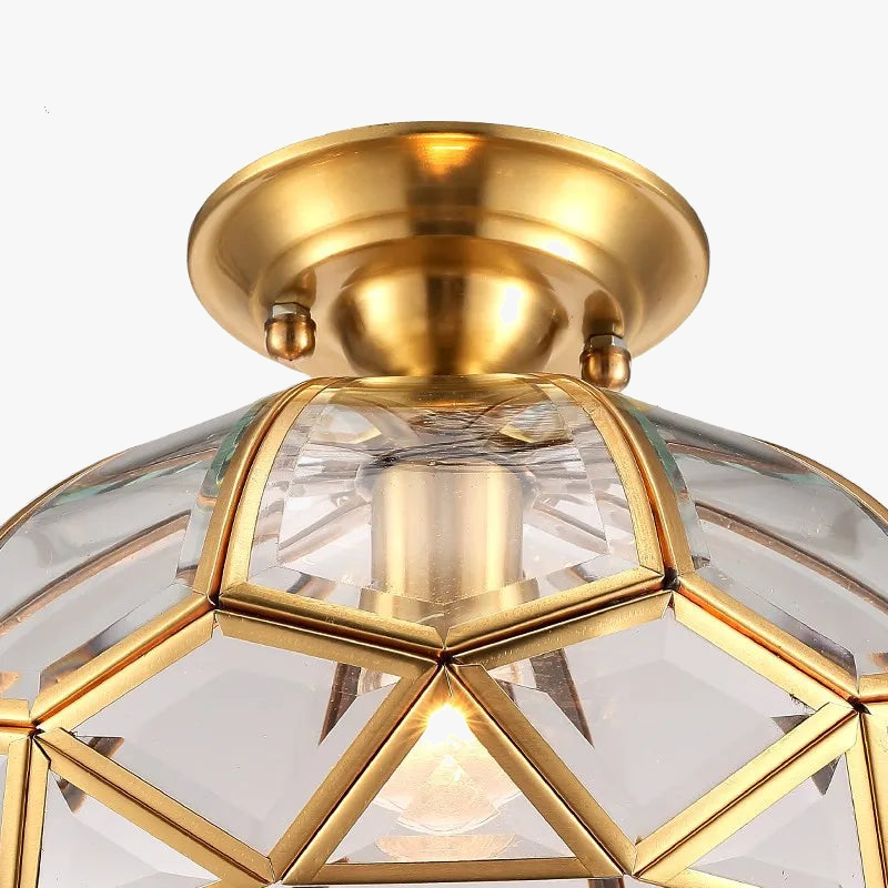 Abat-jour — Classique en cuivre avec abat-jour en verre vintage