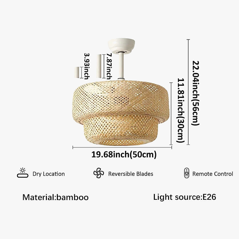Ventilateur de plafond Naturel Madeleine Sillage en Corde