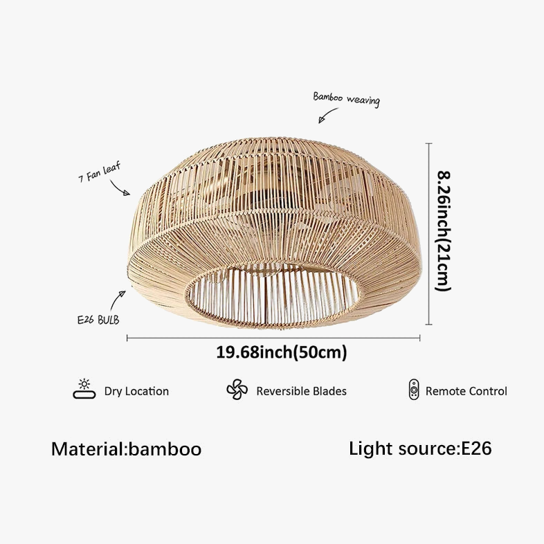 Ventilateur de plafond Naturel Madeleine Sillage en Corde