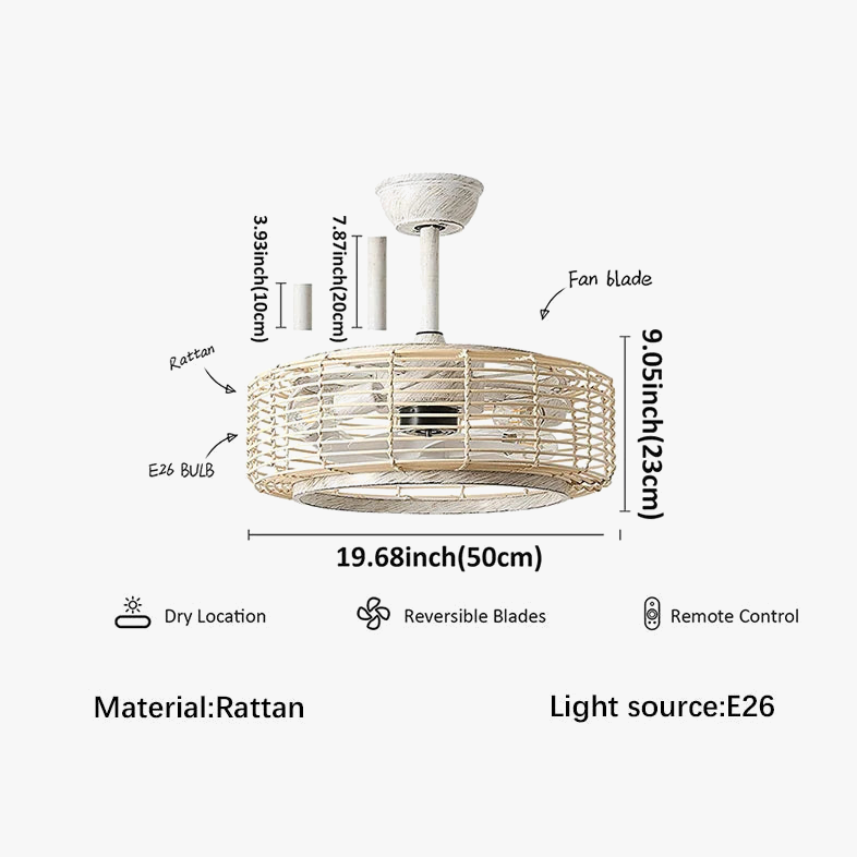 Ventilateur de plafond Naturel Madeleine Sillage en Corde