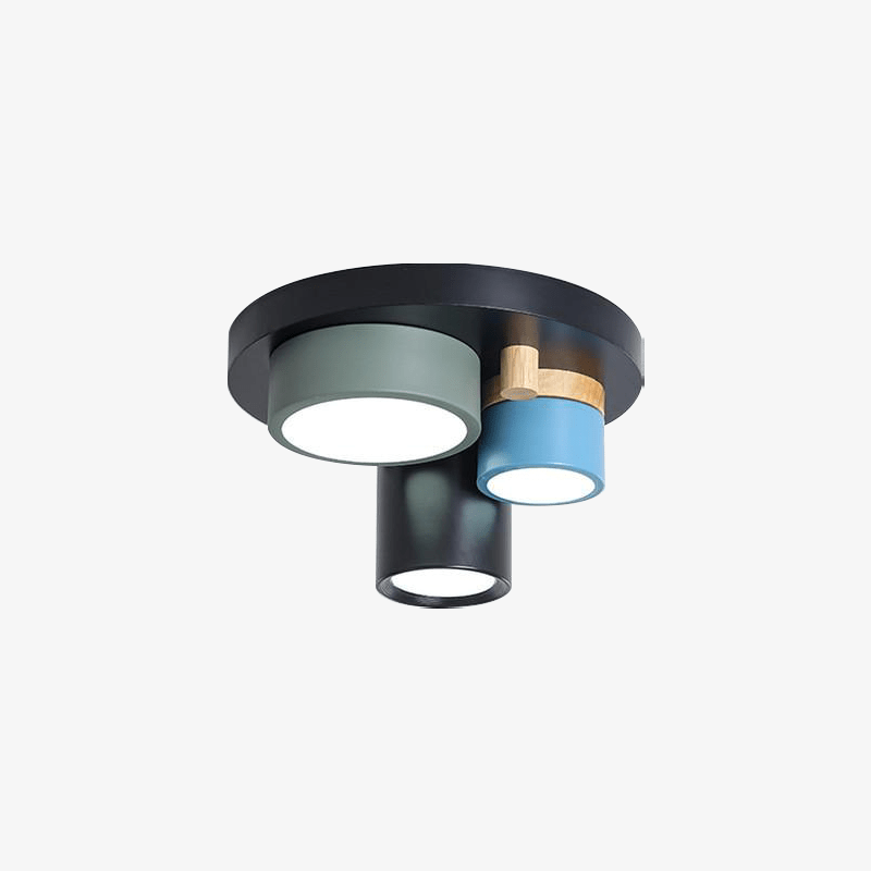 Plafonnier design avec plusieurs spots cylindriques colorés à LED Isaure Nuance - Géométrie & Élégance Visuelle