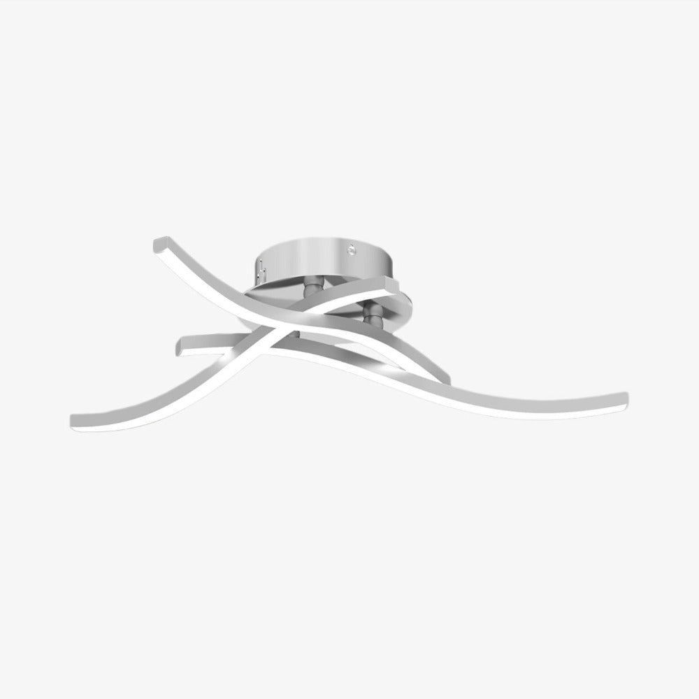 Plafonnier design LED avec 3 barres courbées en métal Teylor Yuna Dessin - Une Présence Décorative Affirmée
