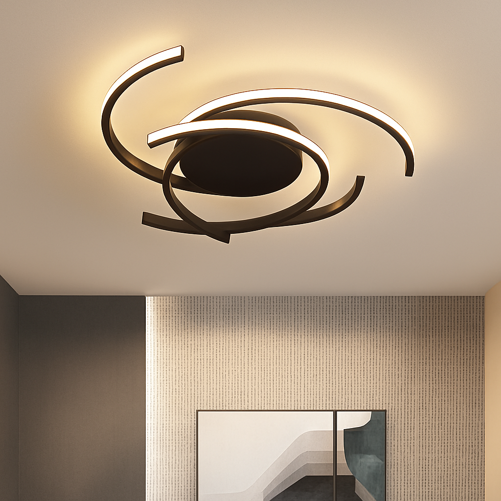 Plafonnier design LED avec des semi-cercles entrelacés Dilia Fanny Nuance en Aluminium - Une Présence Décorative Affirmée