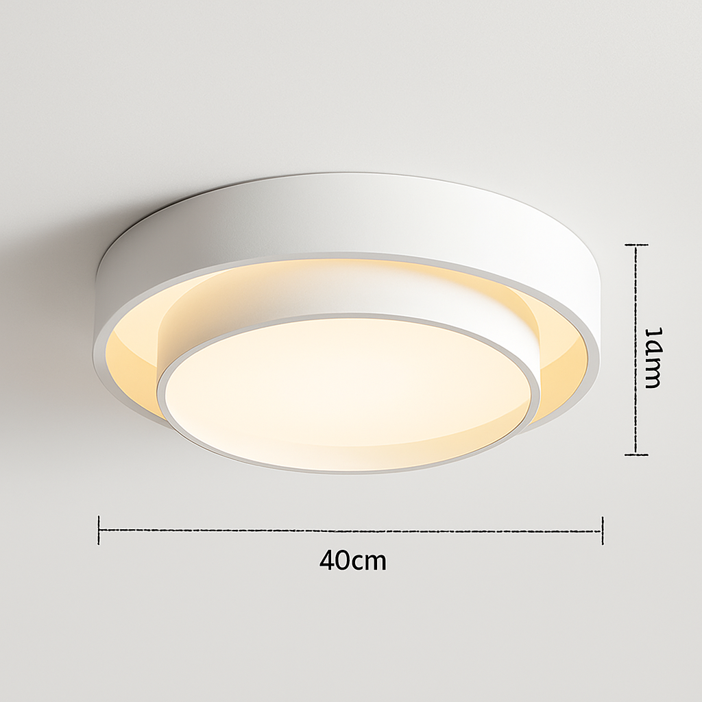 Plafonnier design LED avec double abat-jour arrondi Isaiah Joséphine Orée en Métal - Une Présence Décorative Affirmée