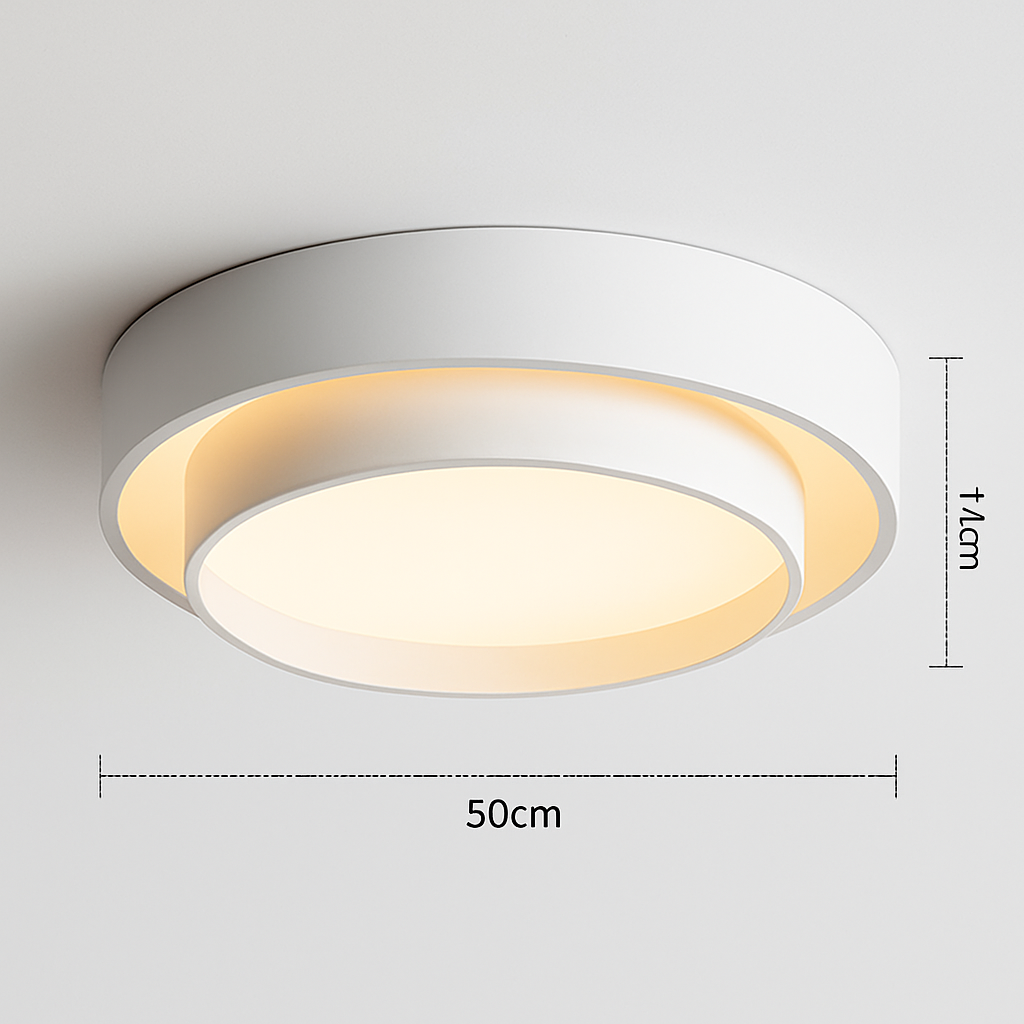 Plafonnier design LED avec double abat-jour arrondi Isaiah Joséphine Orée en Métal - Une Présence Décorative Affirmée