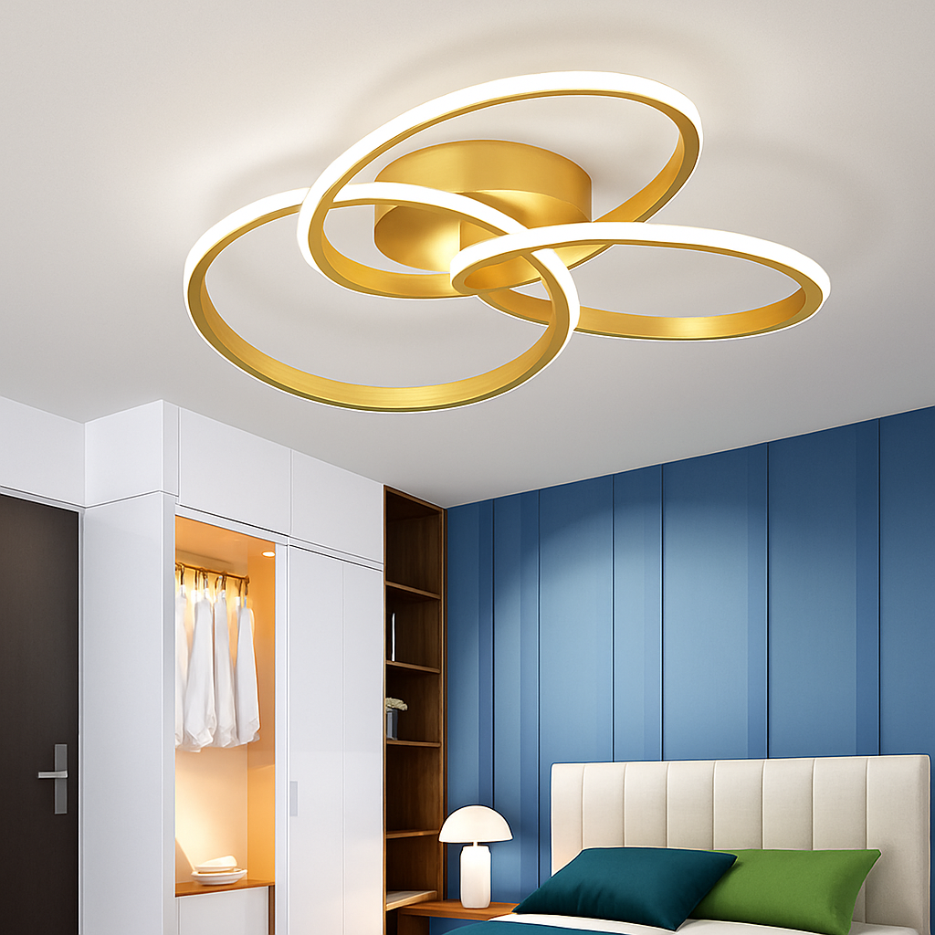 Plafonnier design LED avec plusieurs anneaux en métal Loft Valère Matin - Formes Arrondies & Harmonie Visuelle