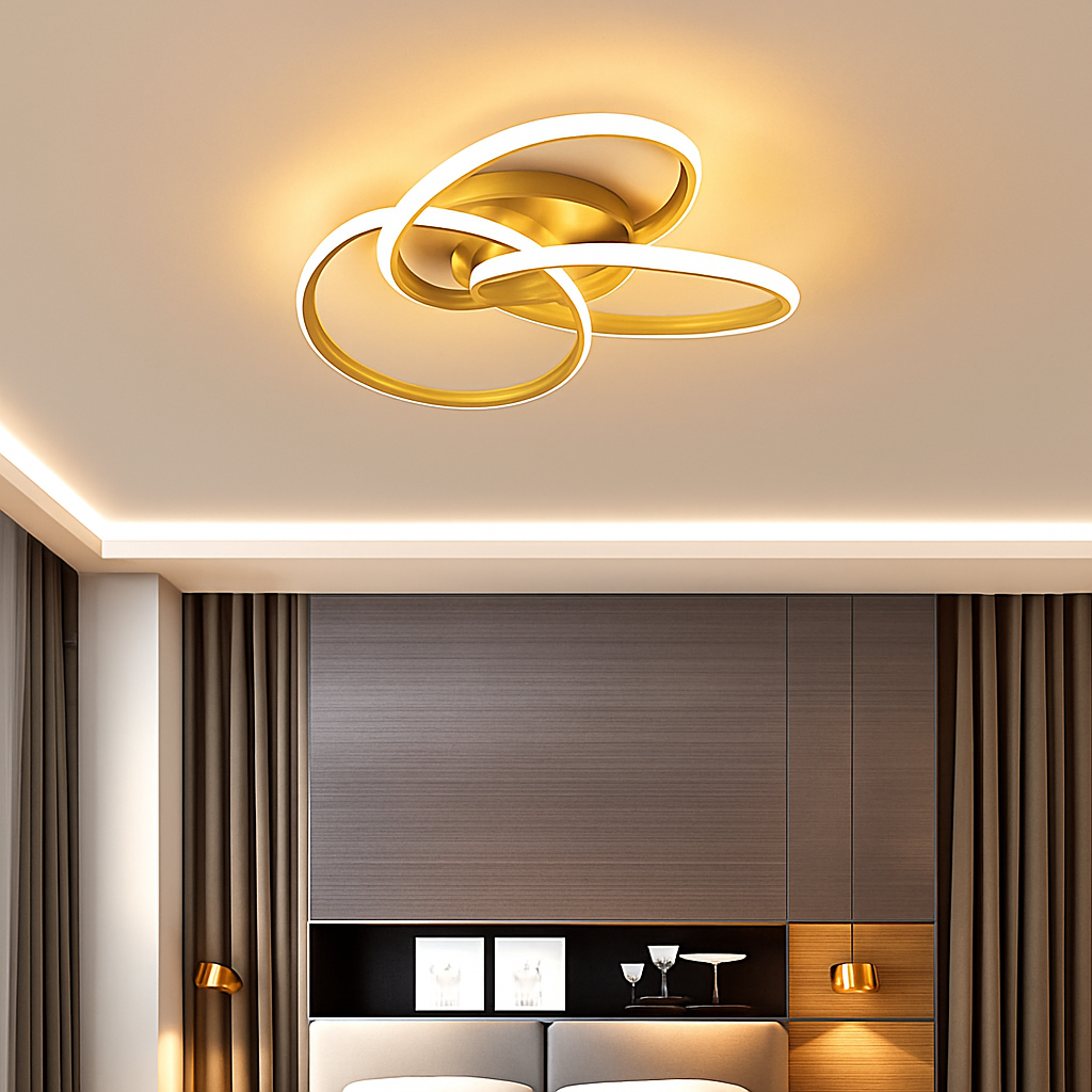 Plafonnier design LED avec plusieurs anneaux en métal Loft Valère Matin - Formes Arrondies & Harmonie Visuelle