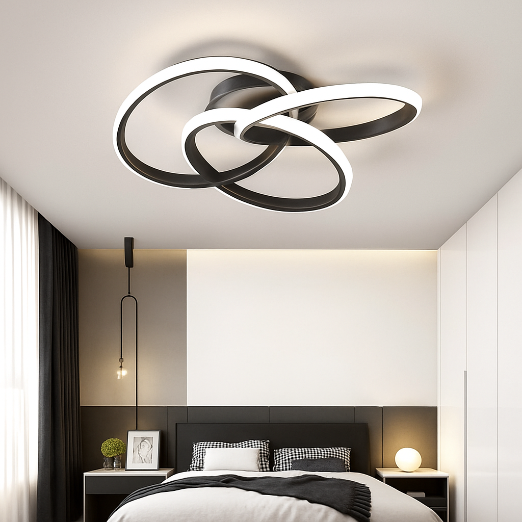 Plafonnier design LED avec plusieurs anneaux en métal Loft Valère Matin - Formes Arrondies & Harmonie Visuelle