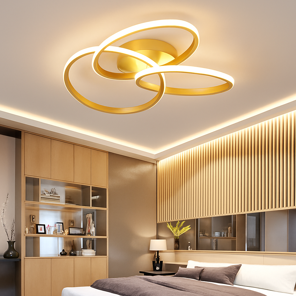 Plafonnier design LED avec plusieurs anneaux en métal Loft Valère Matin - Formes Arrondies & Harmonie Visuelle