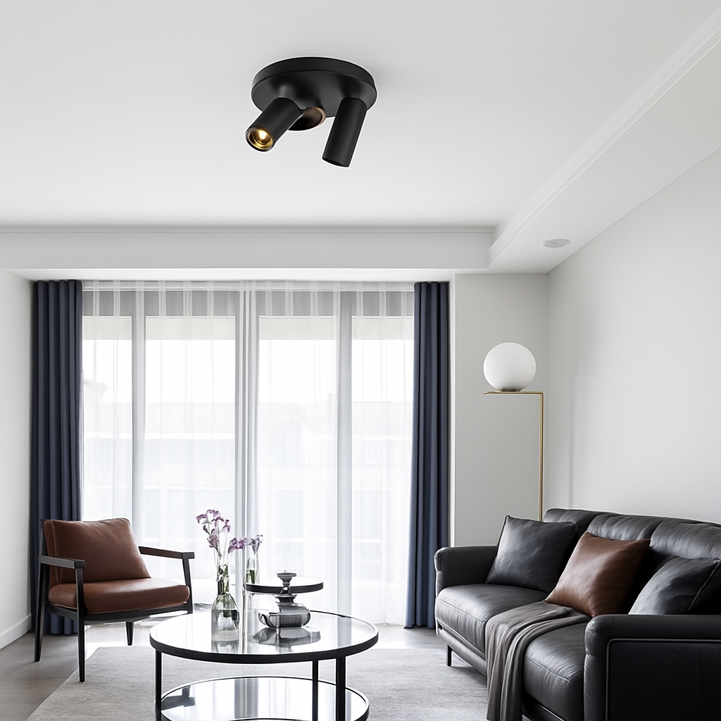 Plafonnier design à LED avec plusieurs cylindre en métal Loft Louison Cadence - Lignes Graphiques & Décor Structuré