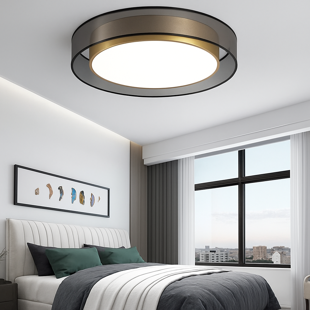 Plafonnier design LED doré avec disque Loft Marius Vallée en Disque - Formes Arrondies & Harmonie Visuelle