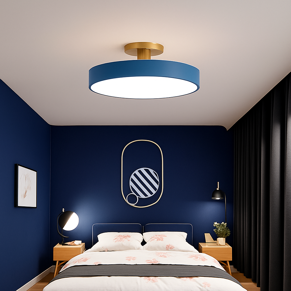 Plafonnier — Design à LED rond et support doré Office
