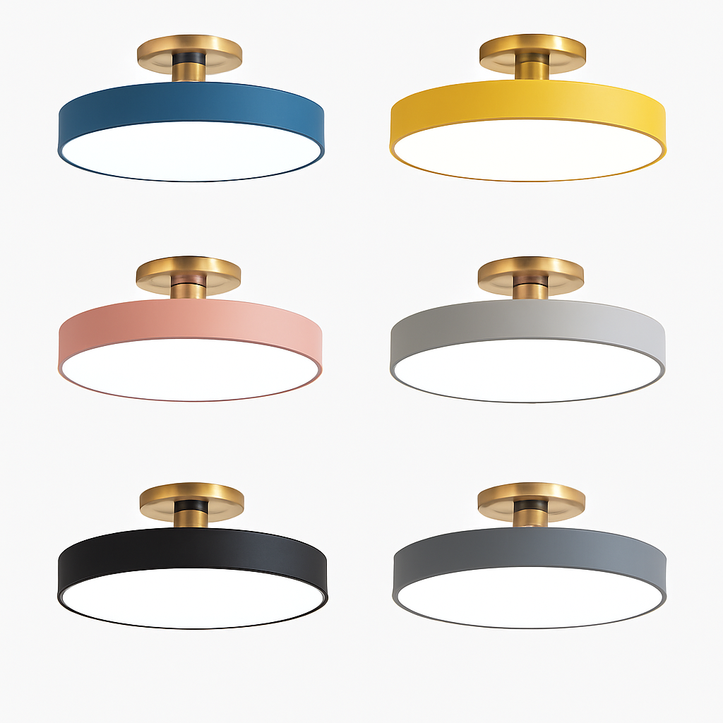 Plafonnier — Design à LED rond et support doré Office